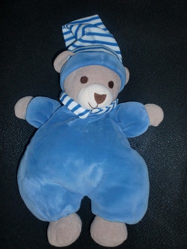 Doudou peluche ours bleu - peluche,