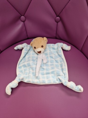 Doudou plat ours bleu carreaux - doudou,