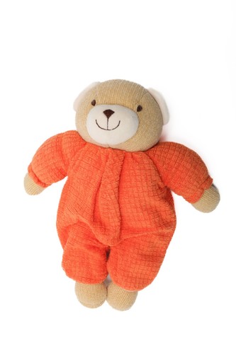 Doudou ours orange beige