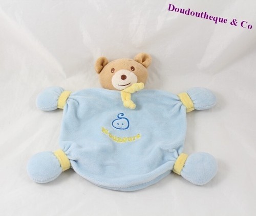Doudou plat ours - nounours, bleu