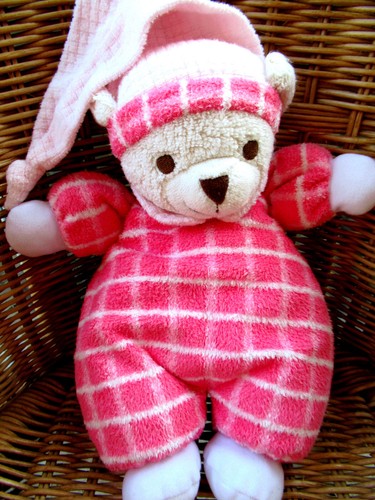 Doudou peluche ours rose - ours,